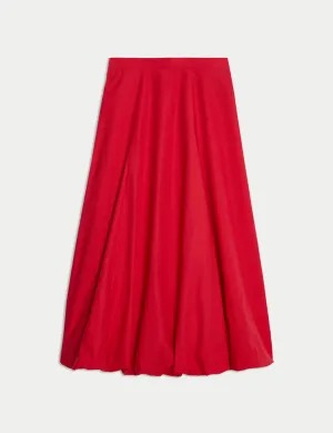 Pure Cotton Bubble Hem Midi Skirt