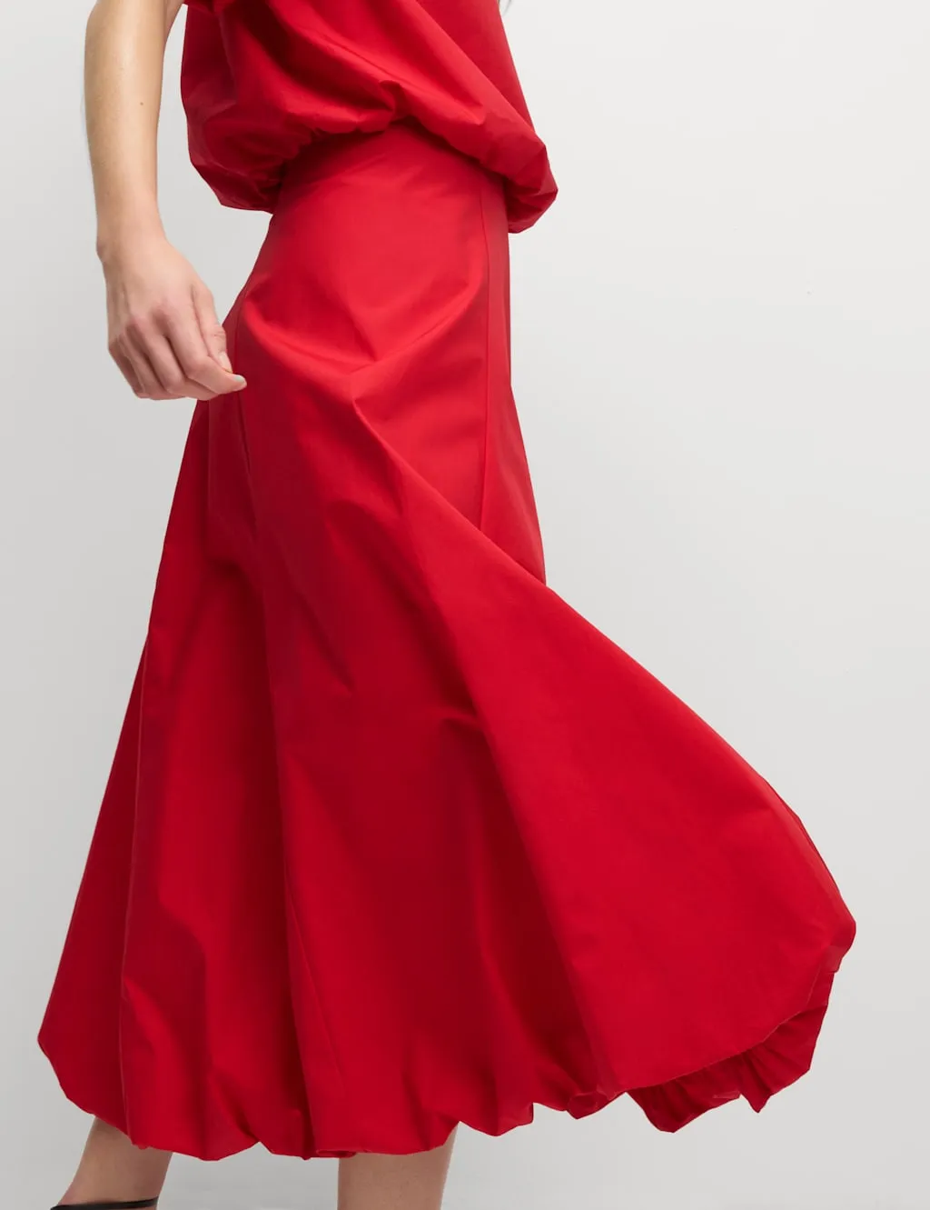 Pure Cotton Bubble Hem Midi Skirt