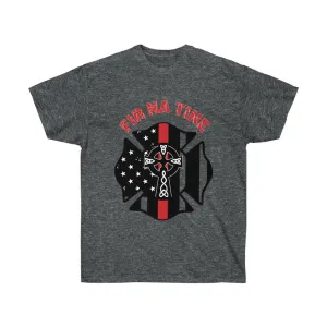 "Fir Na Tine" Celtic Cross Red Line Heritage Men's T-Shirt