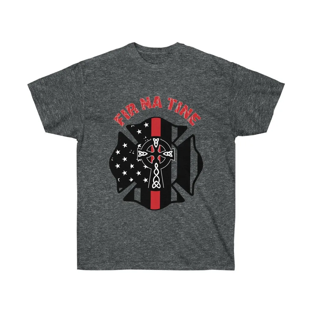 "Fir Na Tine" Celtic Cross Red Line Heritage Men's T-Shirt