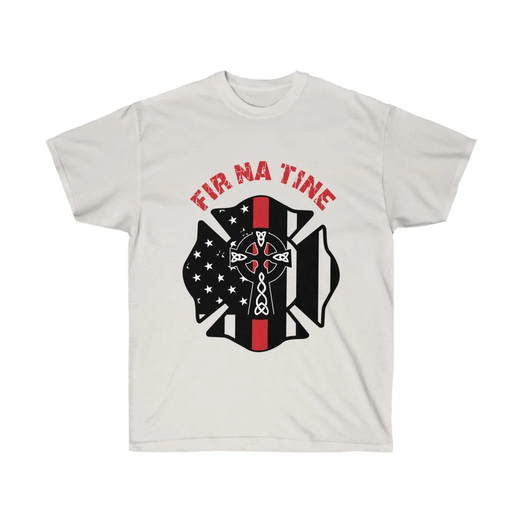 "Fir Na Tine" Celtic Cross Red Line Heritage Men's T-Shirt