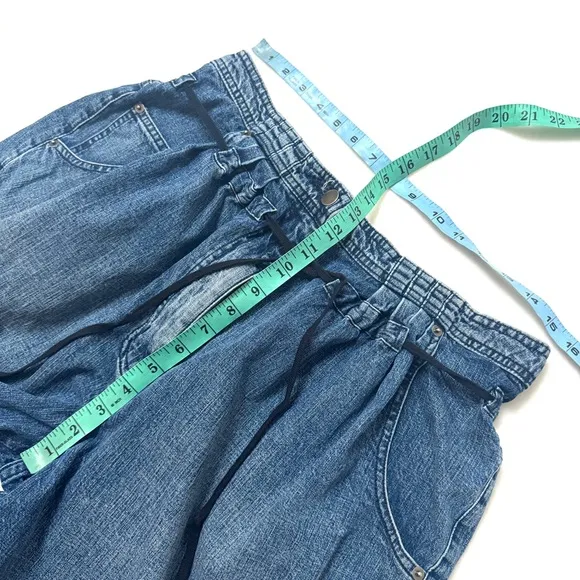 RACHEL COMEY sz 4 Oversized Denim Jean Shorts Drawstring Blue