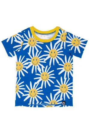 RAGS Short Sleeve Rounded Kids Tee - Smiley Daisy