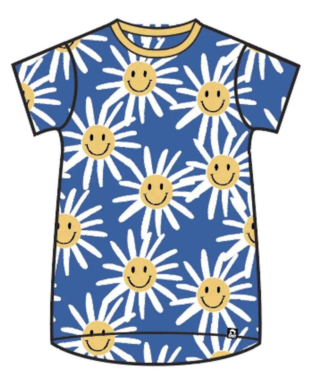 RAGS Short Sleeve Rounded Kids Tee - Smiley Daisy