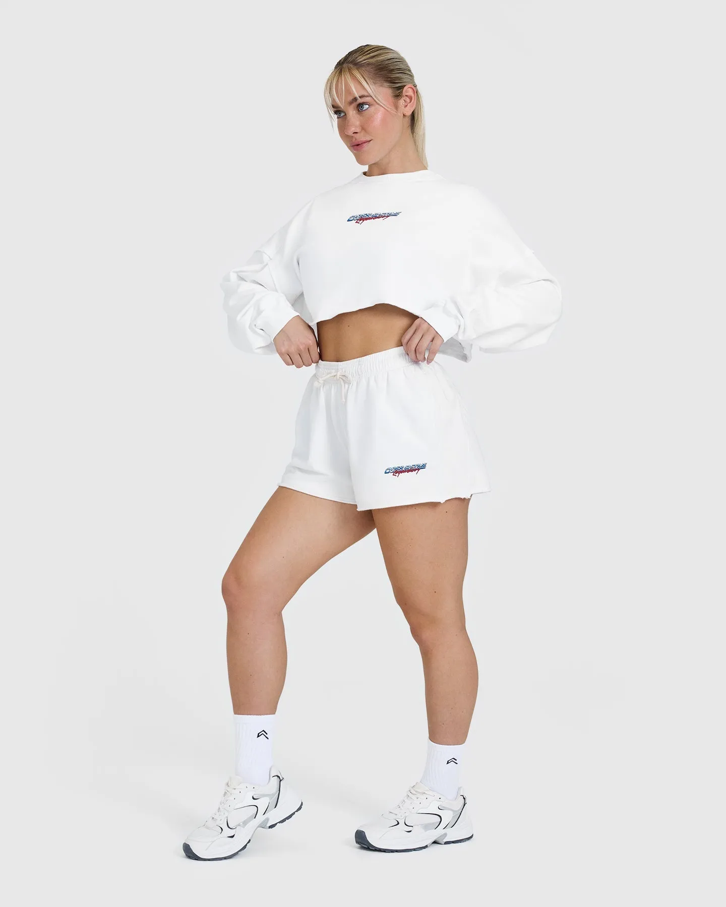 Raw Lounge Oversized Shorts with Graphic | White
