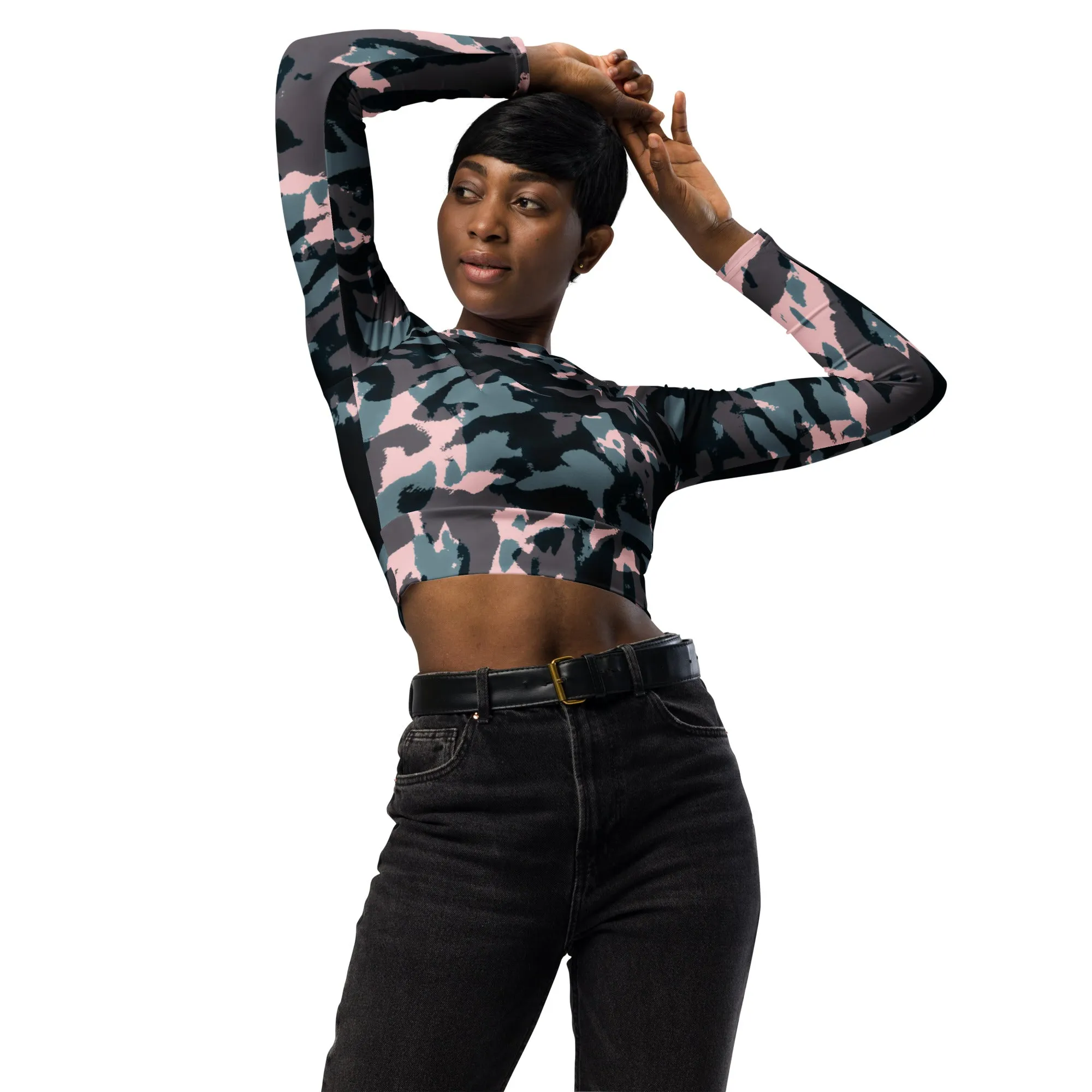 Recycled long-sleeve crop top  Up To 6XL Unisex Adult Activewear