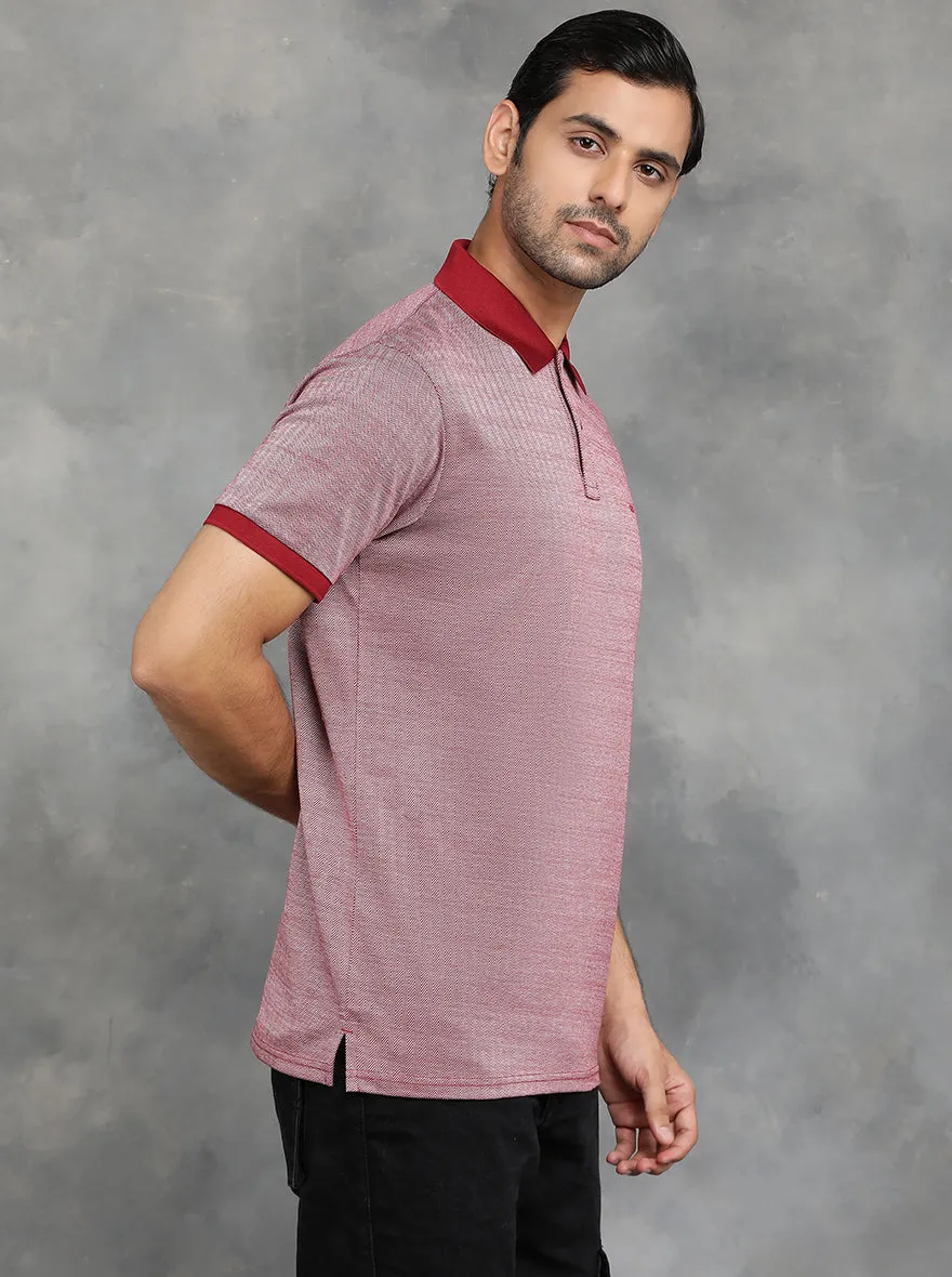 Red Solid Regular Fit Polo T-Shirt | JadeBlue