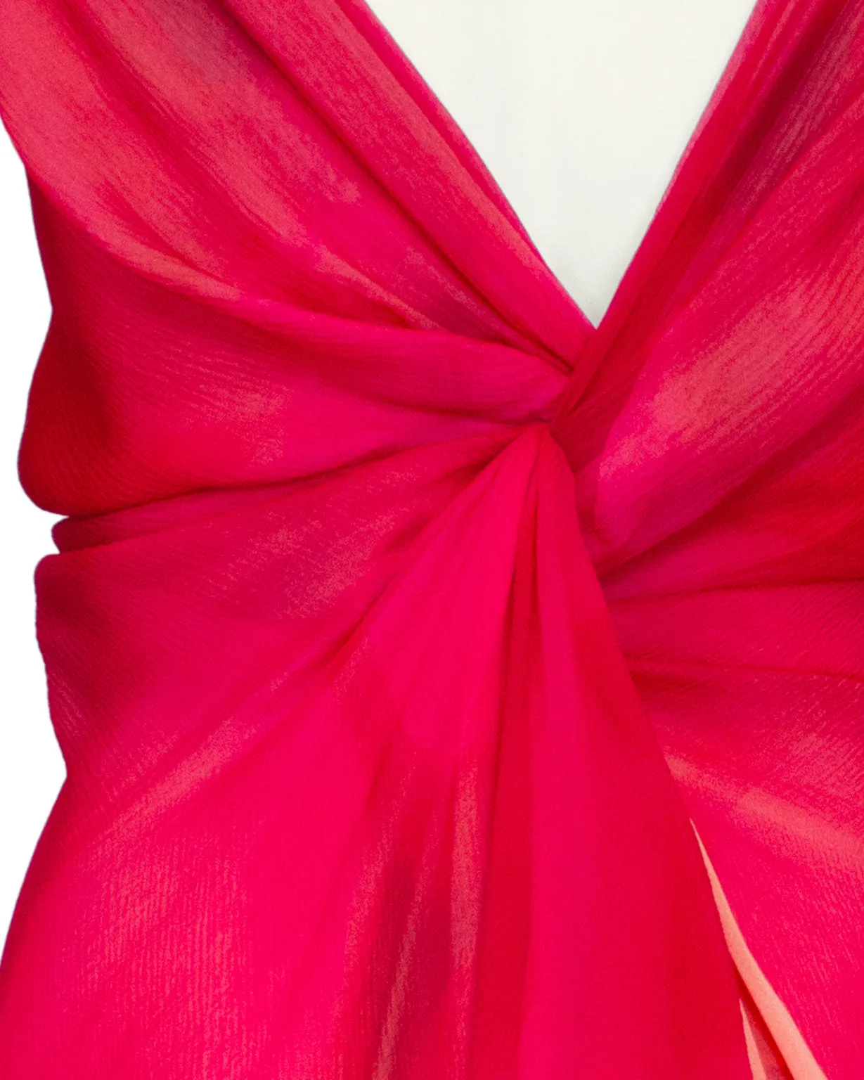 Red Watercolor Chiffon Layered Dress