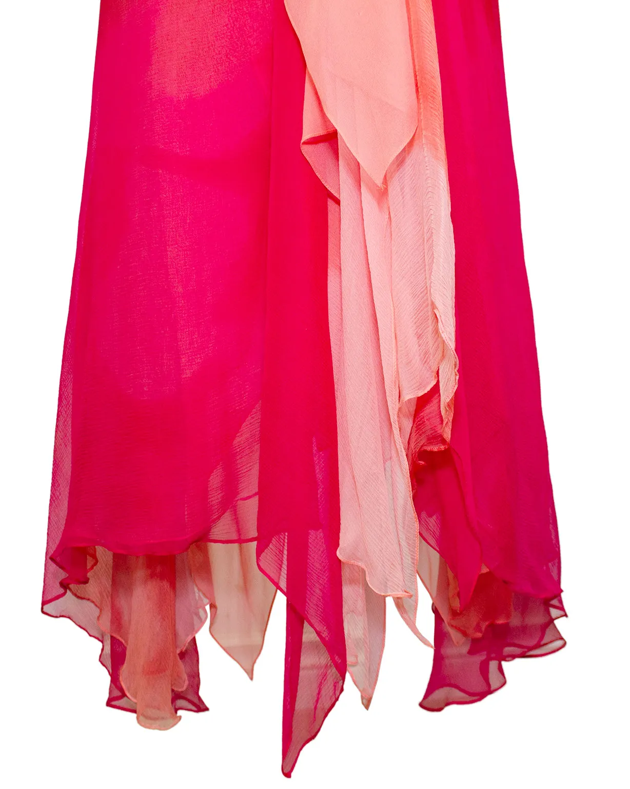 Red Watercolor Chiffon Layered Dress