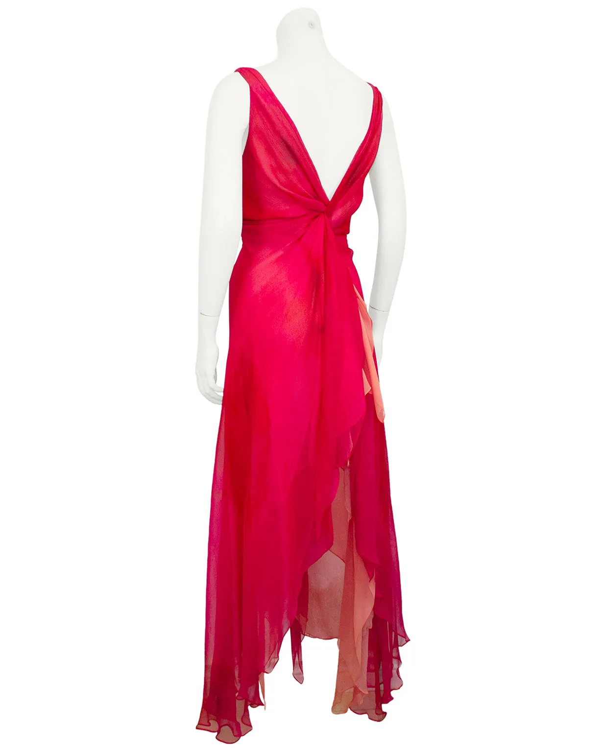 Red Watercolor Chiffon Layered Dress