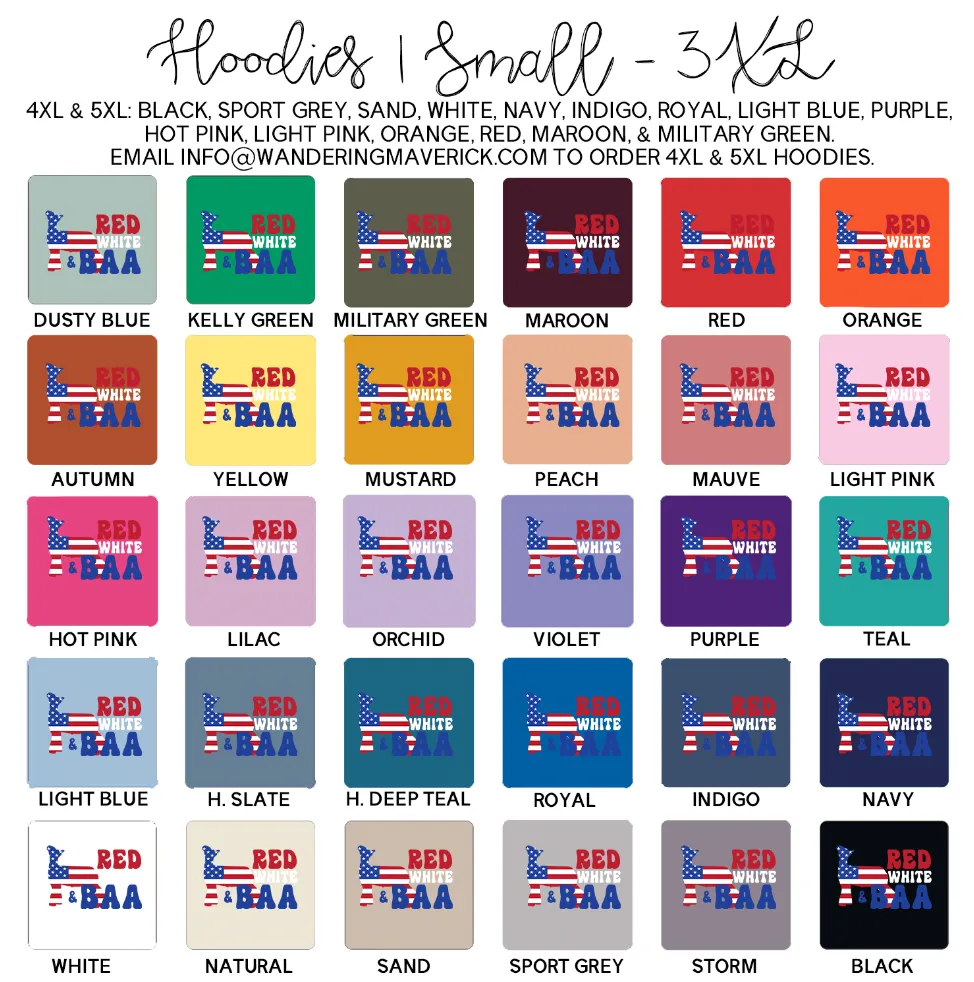 Red White and Baa Lamb Hoodie (S-3XL) Unisex - Multiple Colors!