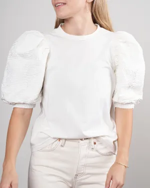 rene cotton puff sleeve t shirt - white