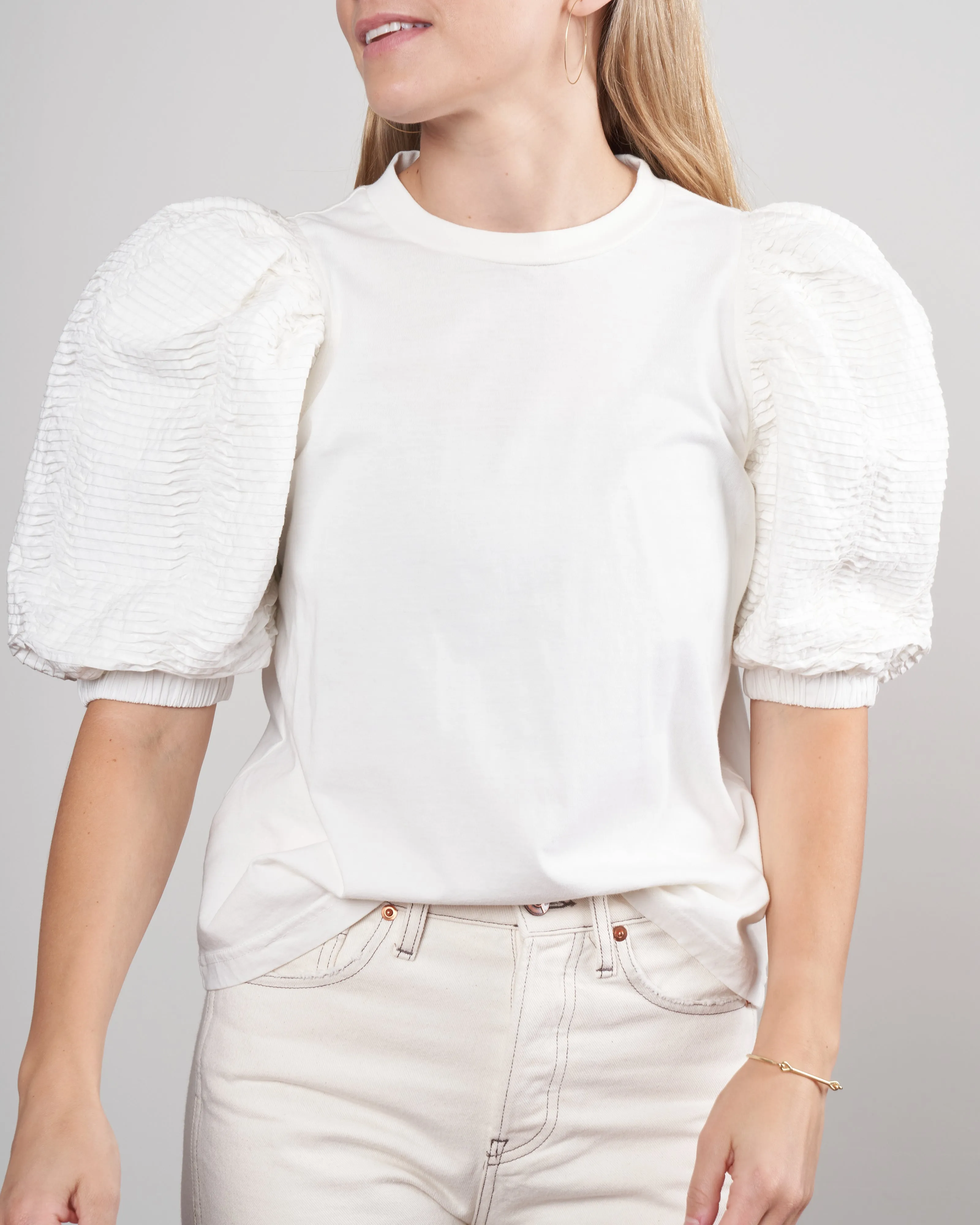 rene cotton puff sleeve t shirt - white