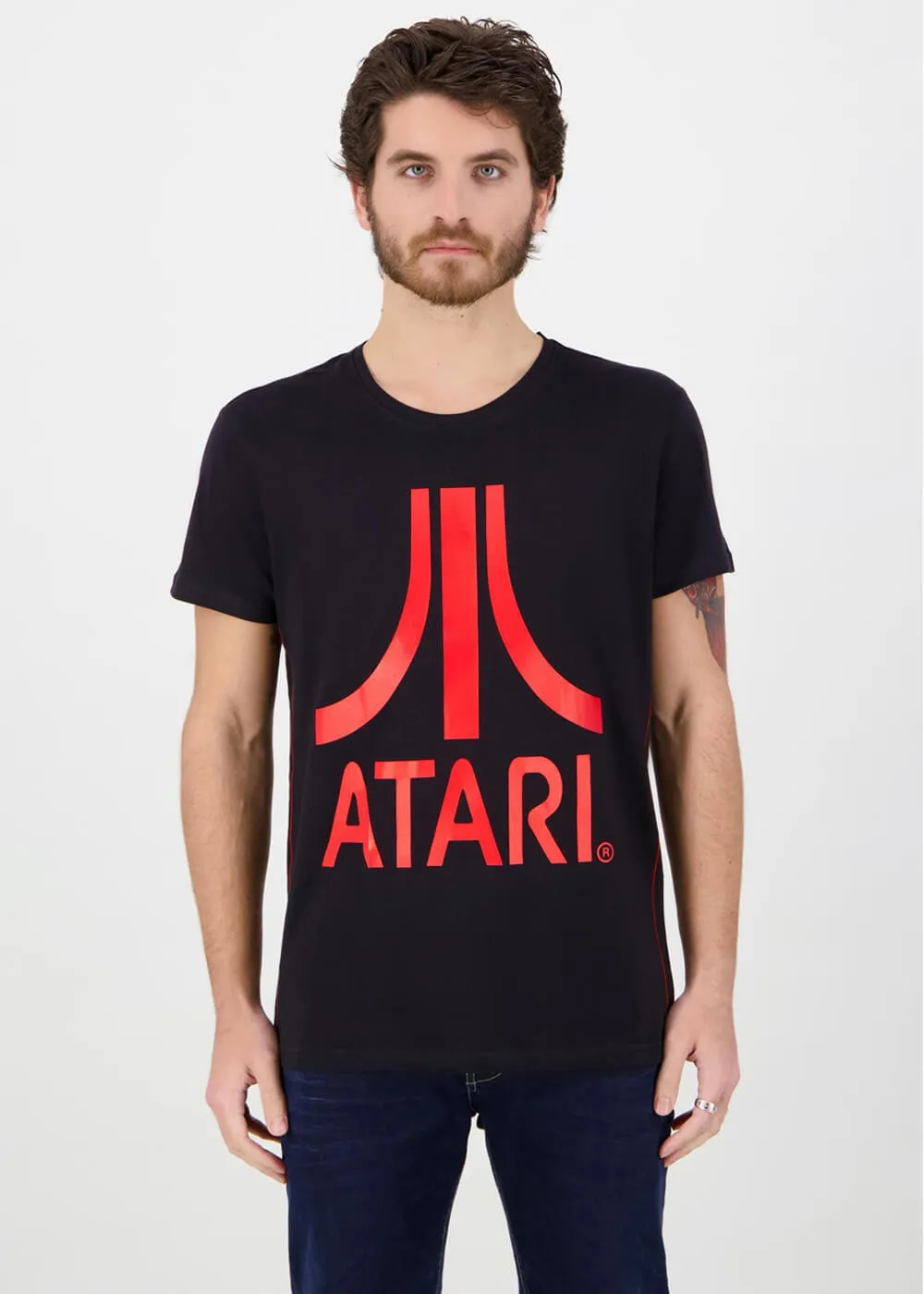 Retro Games Heren Atari Red Logo T-Shirt Black