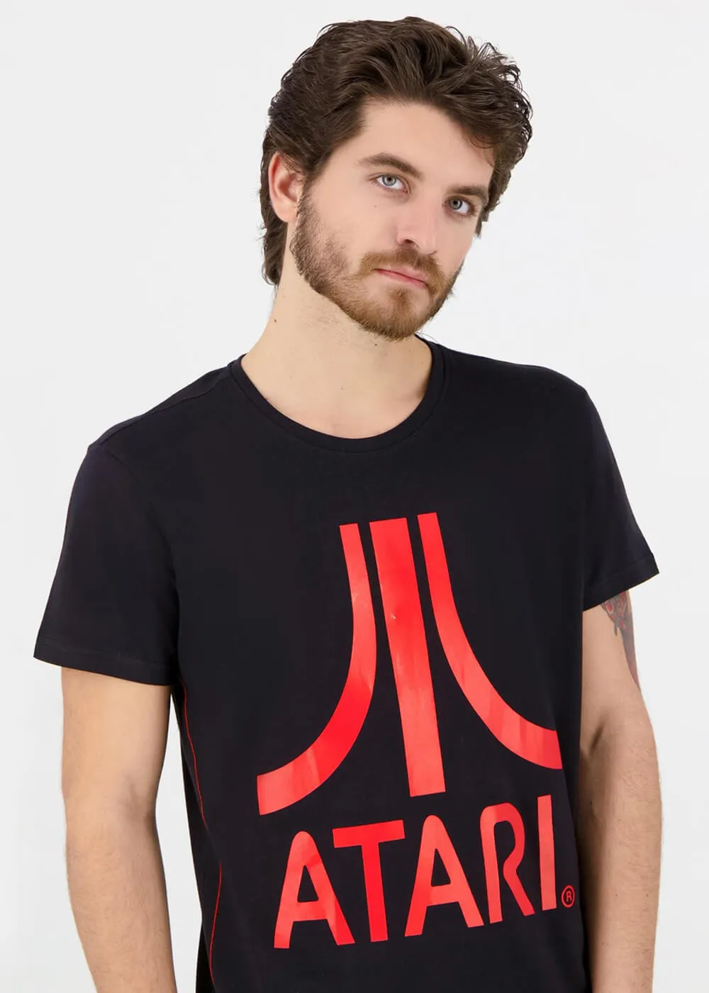 Retro Games Heren Atari Red Logo T-Shirt Black