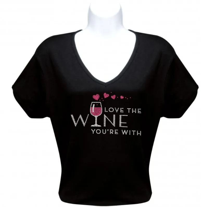 Rhinestone T-Shirt - Love the Wine