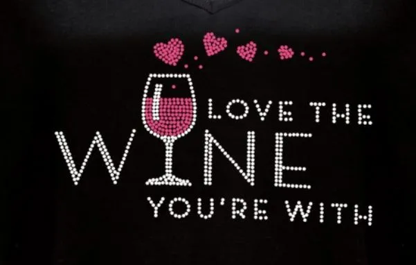 Rhinestone T-Shirt - Love the Wine