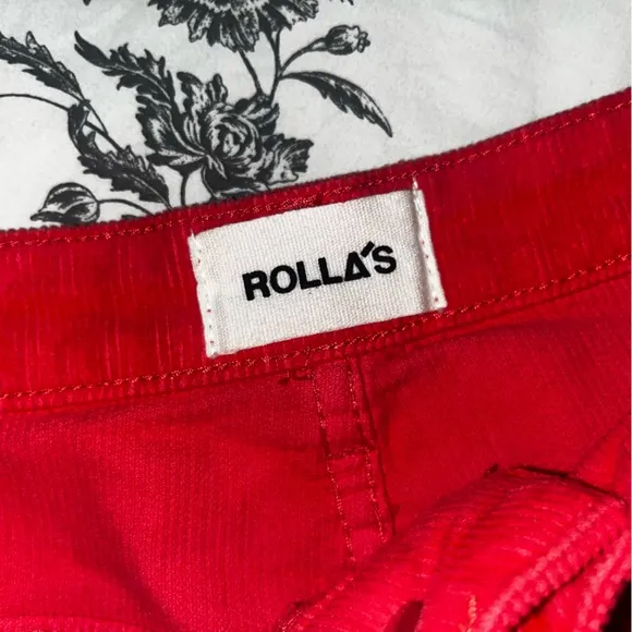 Rollas dusters watermelon red ribbed high rise shorts size 26