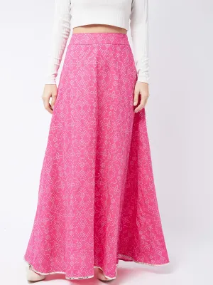 Ruby Pink Side Slit Long Skirt