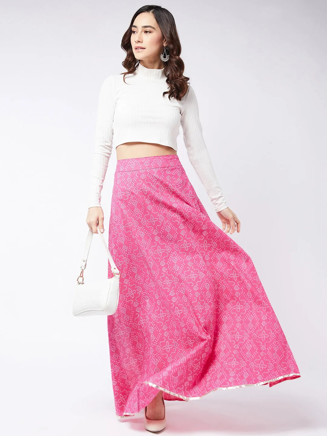 Ruby Pink Side Slit Long Skirt