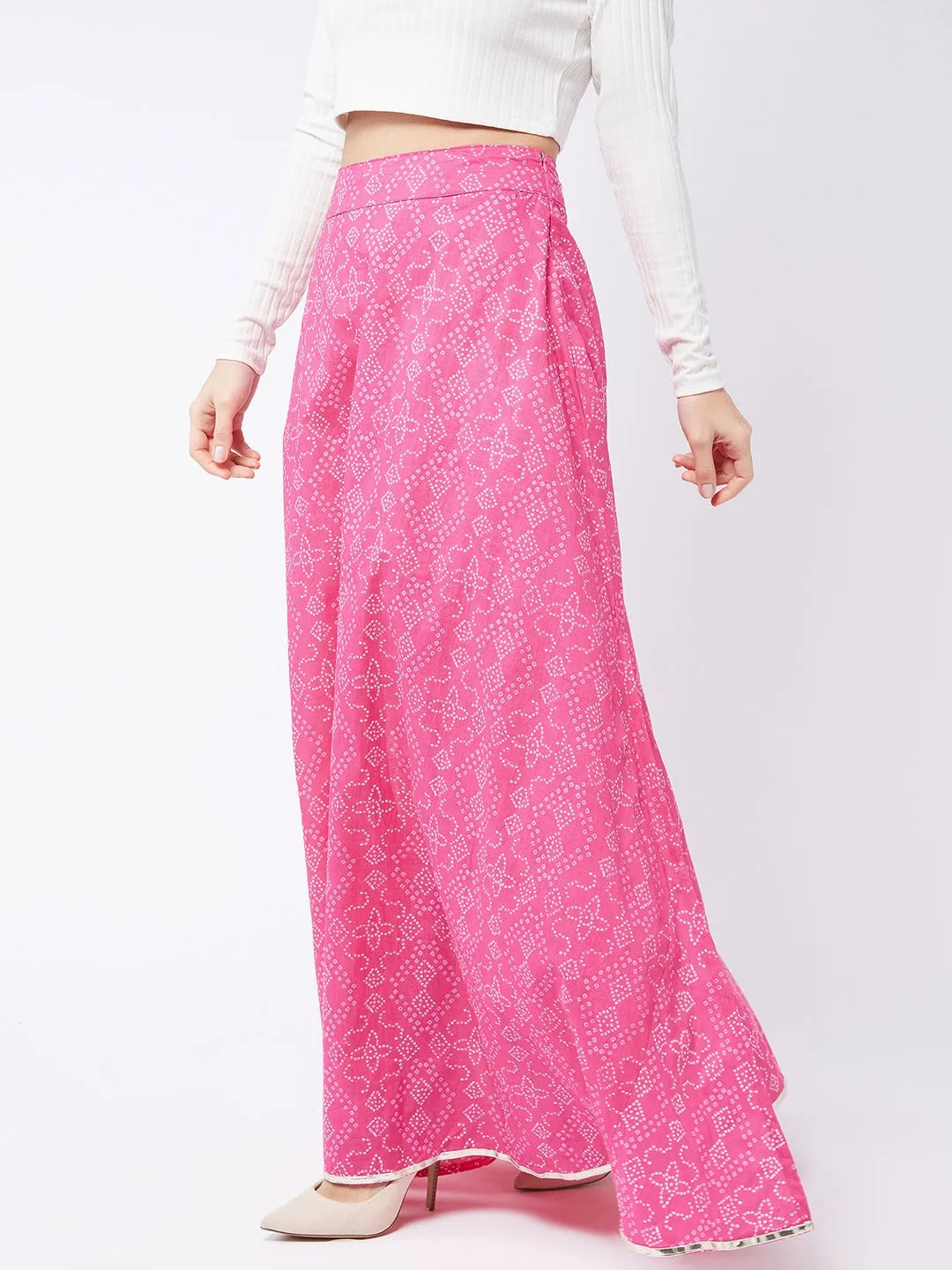 Ruby Pink Side Slit Long Skirt
