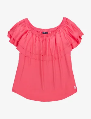 RUFFLE FRONT PEASANT TOP