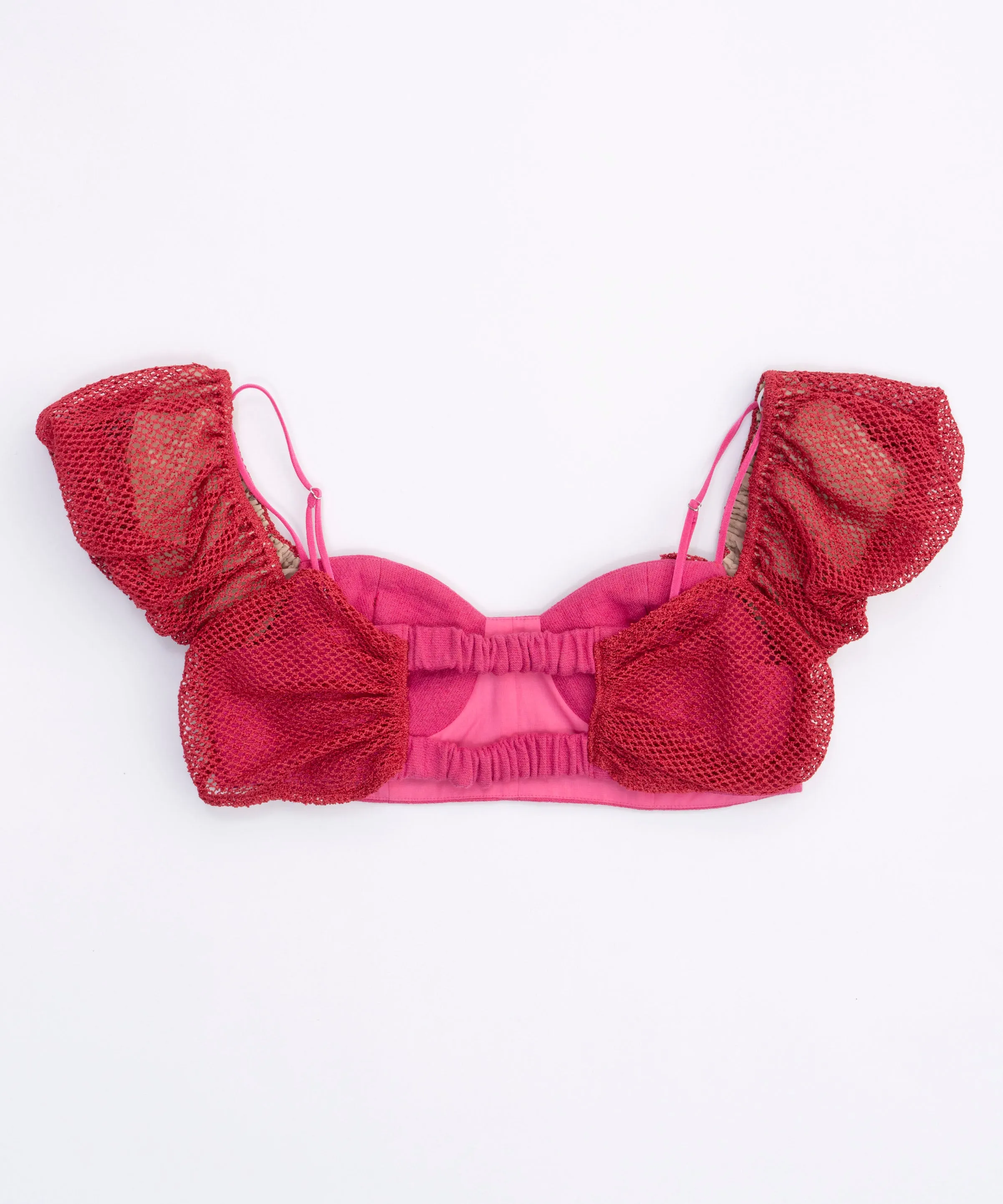 【SALE】2way Slab Mesh Layered Bustier Tops