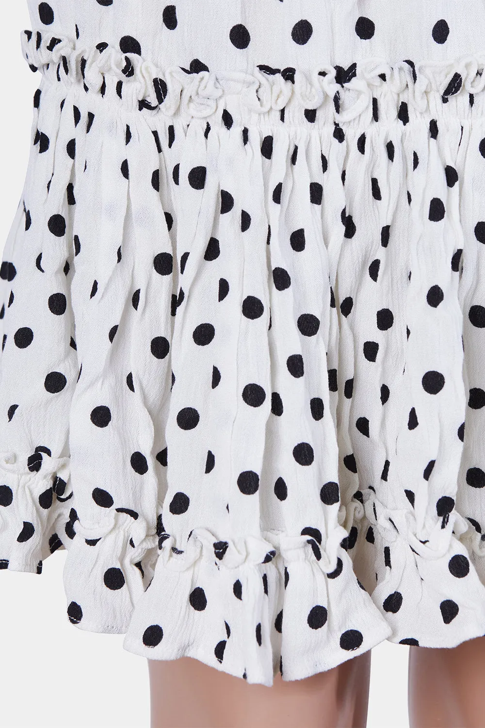 SEED White and Black Polkadot Frill Detail Short Skirt
