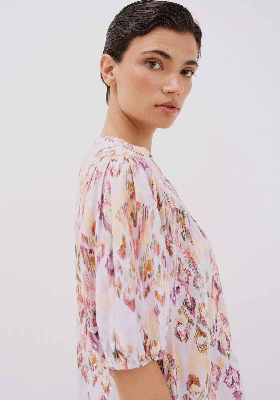 Short-Sleeved Blouse - Multicoloured