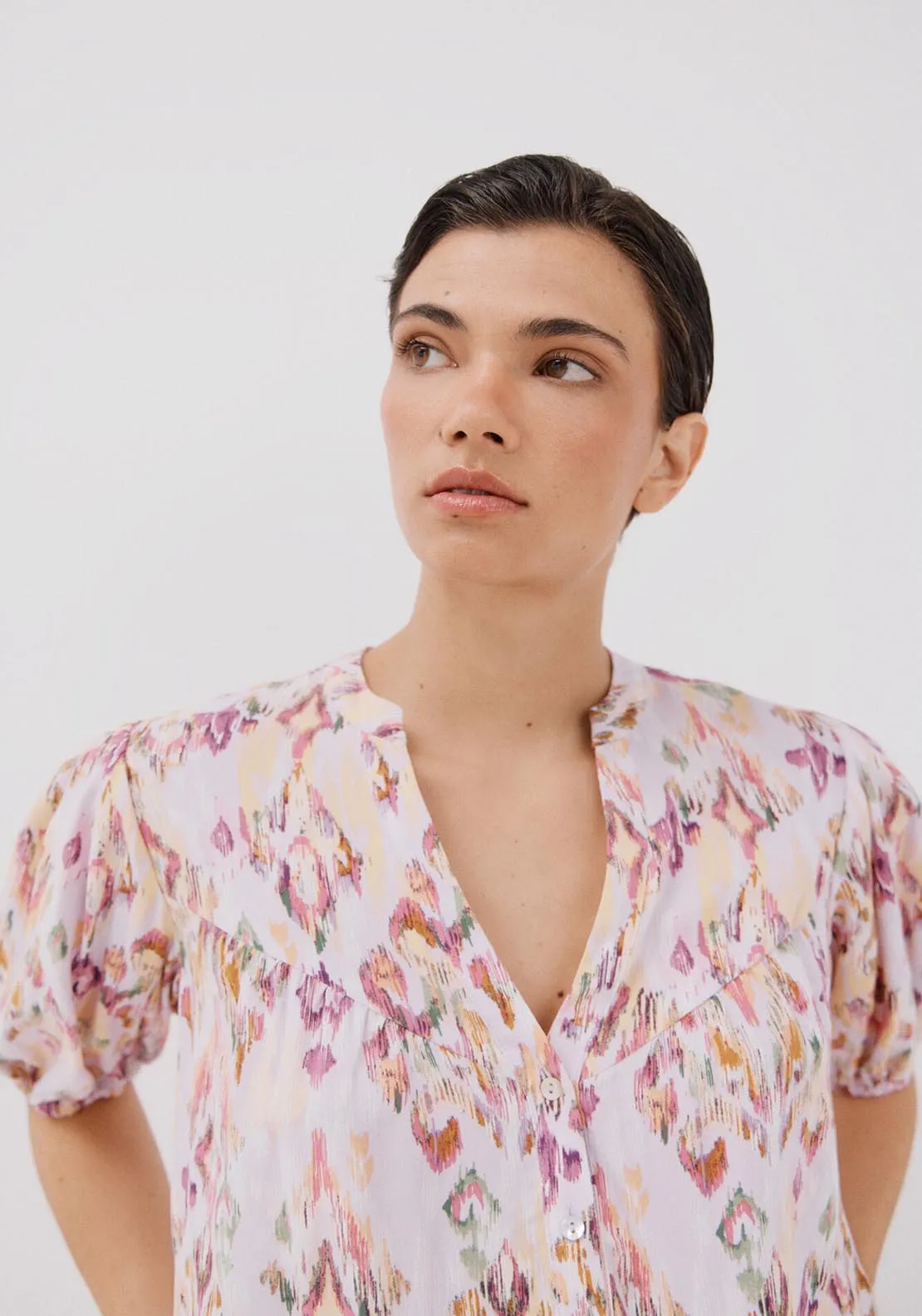 Short-Sleeved Blouse - Multicoloured