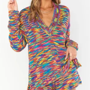 Show Me Your Mumu Gilligan Sweater Size Medium Colorful Space Dye Knit Boho