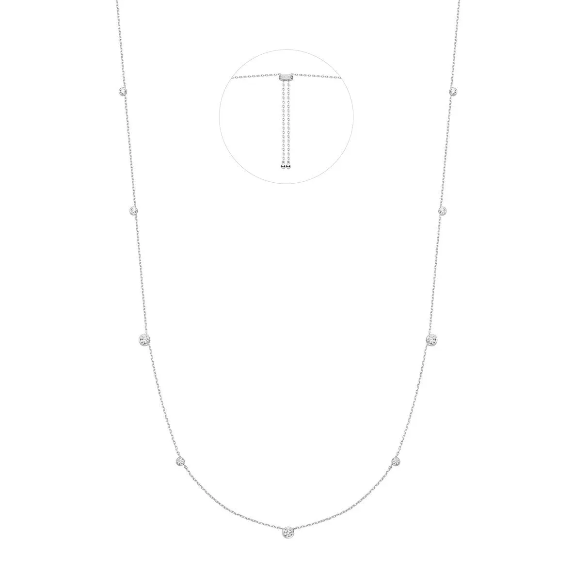 Silver Bezel Cubic Zirconia Station Necklace