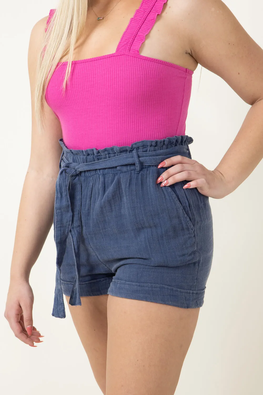 Simply Southern Gauze Shorts for Women in Blue | PP-0124-SHORT-GZE-INDIGO
