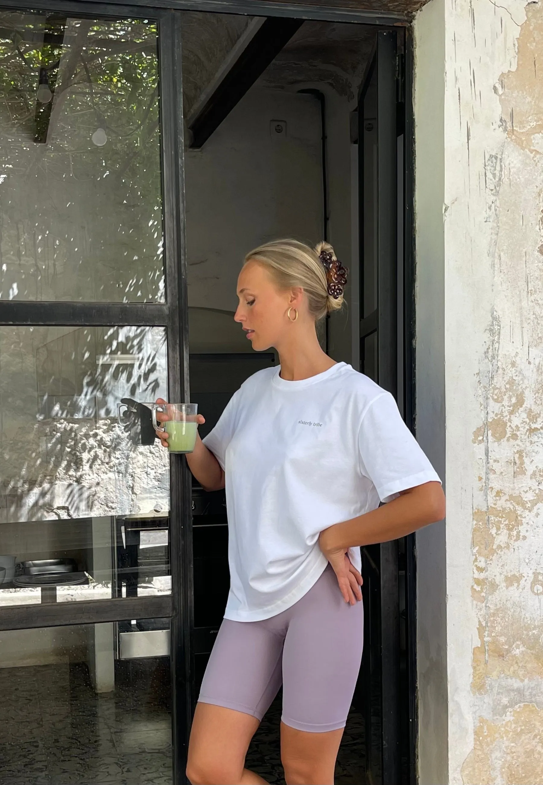 Sisterly Tribe Oversized T-shirt - White/Sage