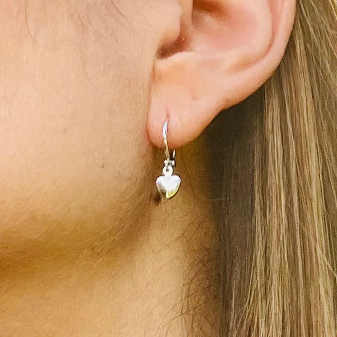 Small Dangling Huggies Heart Hoops