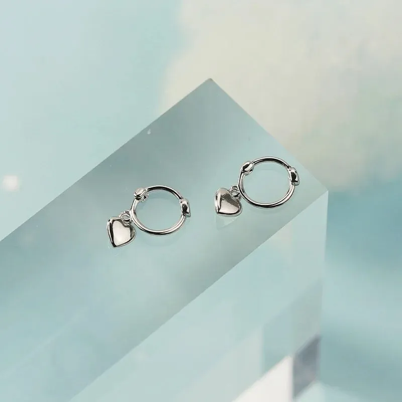 Small Dangling Huggies Heart Hoops