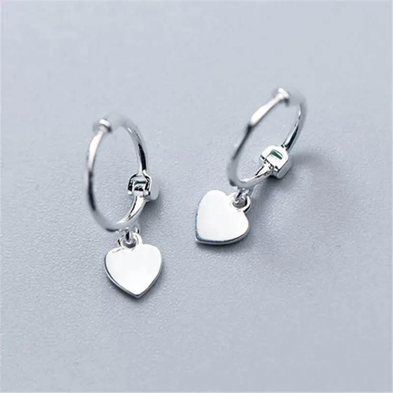 Small Dangling Huggies Heart Hoops