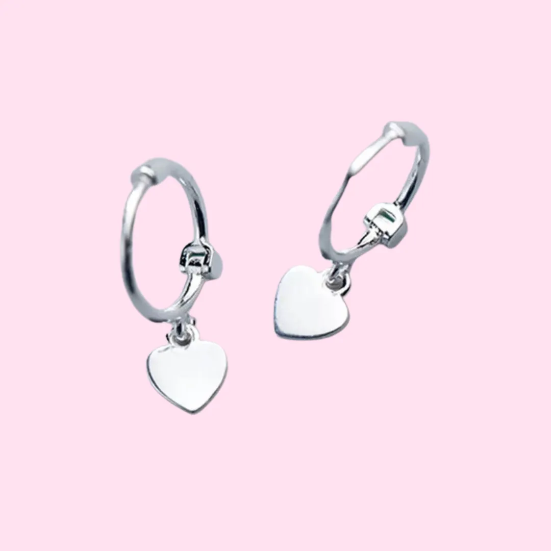 Small Dangling Huggies Heart Hoops
