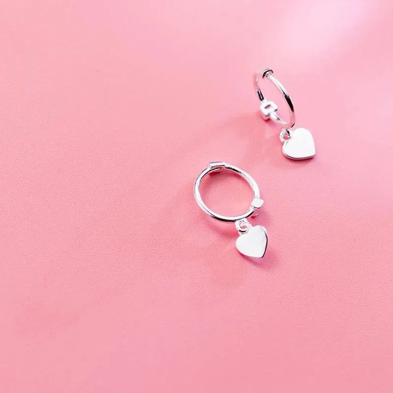 Small Dangling Huggies Heart Hoops