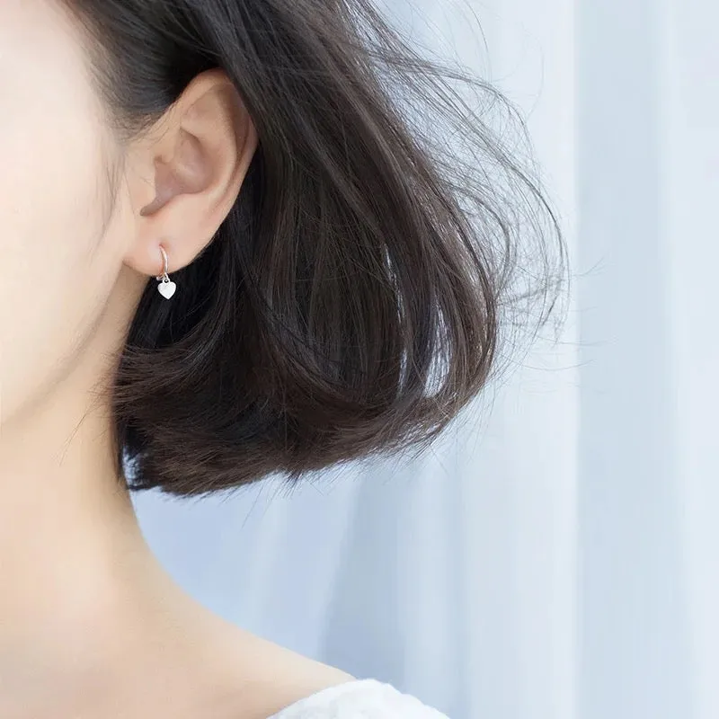 Small Dangling Huggies Heart Hoops