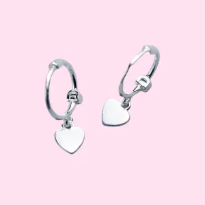 Small Dangling Huggies Heart Hoops