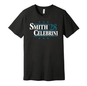 Smith & Celebrini '28 - San Jose Hockey Political Campaign Parody T-Shirt - Hyper Than Hype Shirts