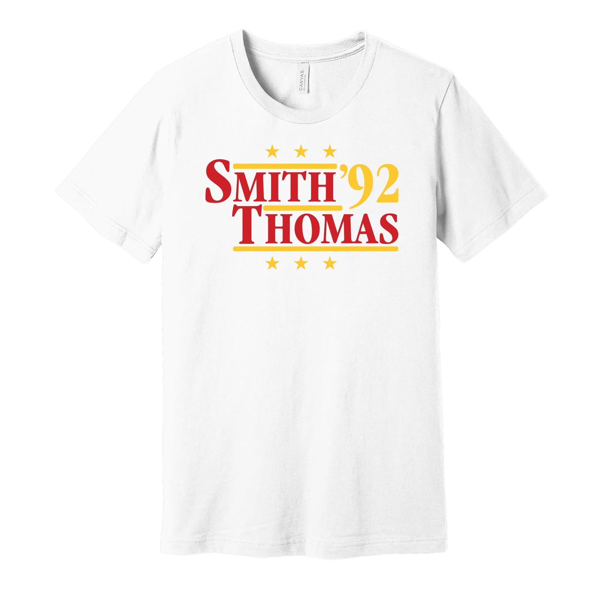 Smith & Thomas '92 - Kansas City Football Legends Political Campaign Parody T-Shirt - Hyper Than Hype Shirts