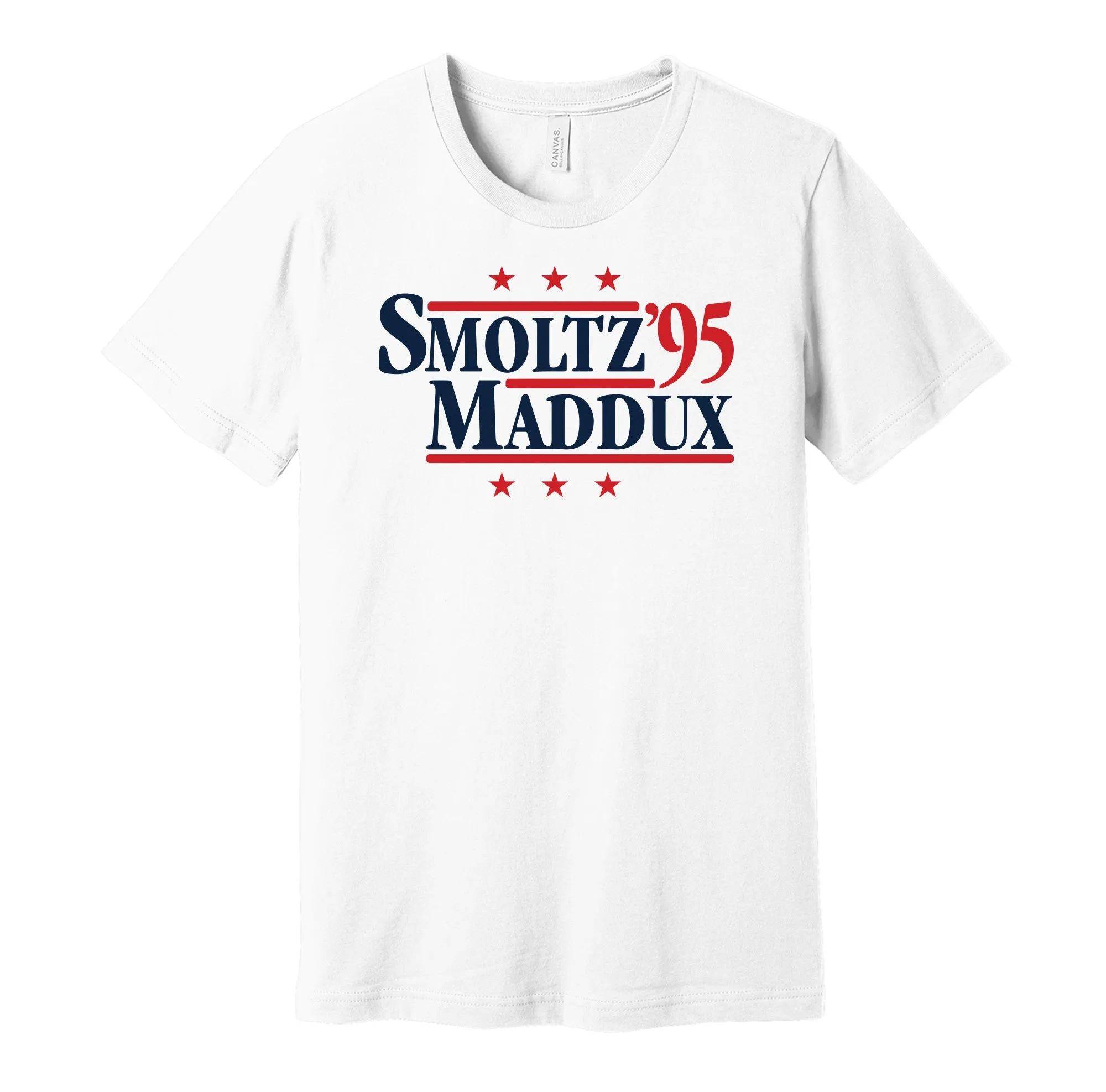 Smoltz & Maddux '95 - Atlanta Baseball Legends Political Campaign Parody T-Shirt - Hyper Than Hype Shirts