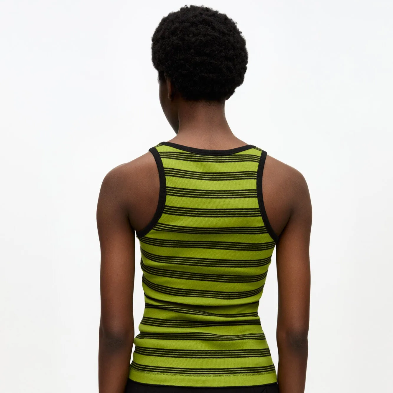 SOFT COTTON RIB TANK TOP | GREEN STRIPE