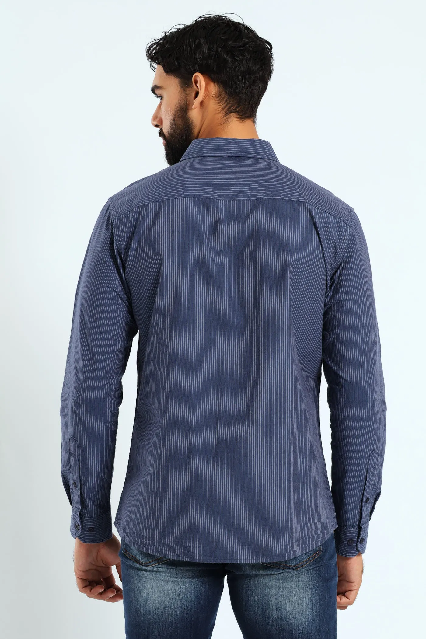Soft Denim Stripe Shirt - Blue