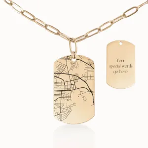 Street Map Tag Pendant on Paperclip Chain