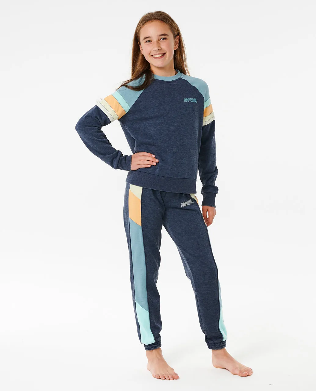 SURF REVIVAL RAGLAN CREW - GIRL - DARK NAVY (AGES 12 & 14)