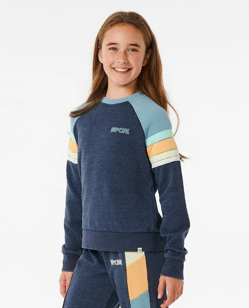 SURF REVIVAL RAGLAN CREW - GIRL - DARK NAVY (AGES 12 & 14)