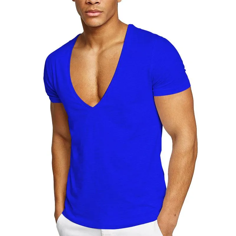 T-shirt à col en V de couleur unie vintage